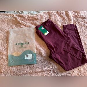 NWT Halara High Waisted Cargo Pocket Skinny Yoga Leggings in “Red Mahogany.”
